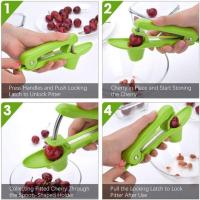 2 piezas de herramienta de cereza, corer de fruta multifunción y removedor de pitter, herramienta de corer de cereza para mermelada de cerezas (verde) - details 4