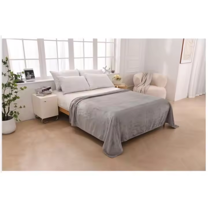 Other Manta de Franela Suave y Cálida para Adultos y Niños - Todas las Estaciones - Gris Oscuro - 130x160cm - 1