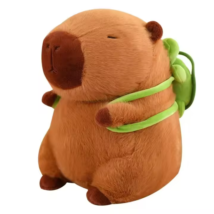 Mochila De Tortuga Lindo Muñeco De Peluche Capybara Sombrero De Fresa Animal De Peluche Suave Juguetes Para Niños Regalo De Cumpleaños Decoración Colgante - 1