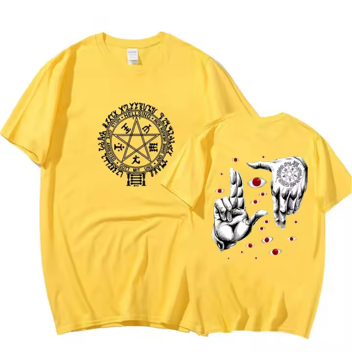 Camiseta De Anime Hellsing Ultimate Para Hombres Manga Corta Estilo Harajuku Algodón Transpirable Y Absorbente De Sudor Para Verano Top Unisex Streetwear - 1