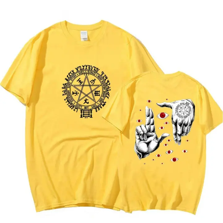 Camiseta De Anime Hellsing Ultimate Para Hombres Manga Corta Estilo Harajuku Algodón Transpirable Y Absorbente De Sudor Para Verano Top Unisex Streetwear - 1