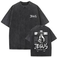 Camiseta Oversize Vintage Lavada De Jesus Perdonenles Padre Para Hombres Y Mujeres Estilo Gótico Rock Camisetas Tops De Calle - details 19