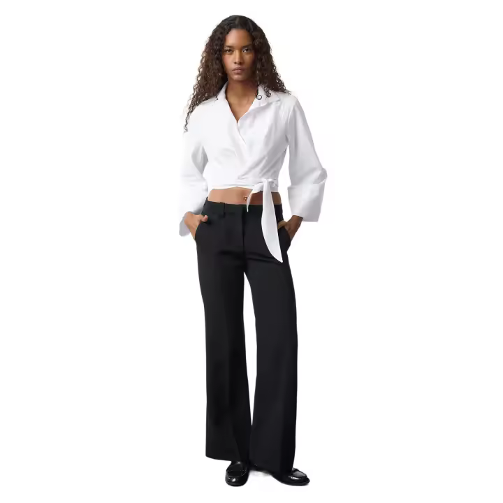 Trendyol White Tie Detail Regular Regular Pattern Woven Shirt Twoaw25Go00067 - 1