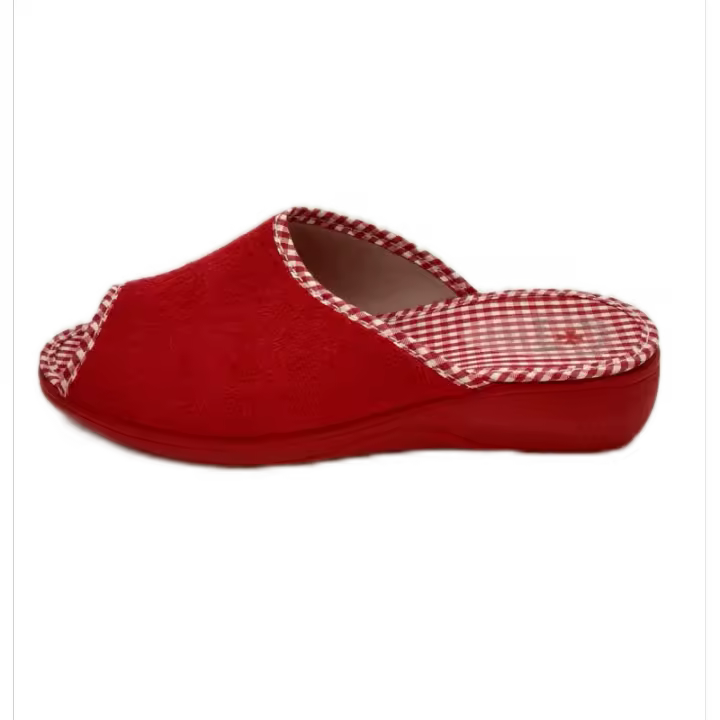 Bona Dona Zapatilla Chinela para casa, mujer - Rizo - Modelo 151-619V Roja. - 1
