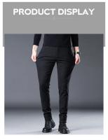 Pantalones Casuales Para Hombre Invierno Terciopelo Grueso Cálido Ajustados Estilo Recto Elásticos Pantalones Largos Para Jóvenes - details 3