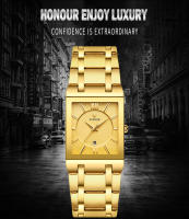 Reloj De Hombre WWOOR Oro Cuadrado Marca Top Lujo Reloj De Pulsera Acero Inoxidable Impermeable Movimiento De Cuarzo Romano - details 0