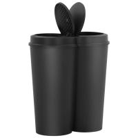 vidaXL Cubo de basura doble negro 50 L - details 1