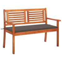 vidaXL Banco de jardín 2 plazas madera maciza eucalipto y cojín 120 cm en color Negro/Antracita/Estampados cuadros grises y más | acolchados duraderos para sofás de jardín terraza exterior - details 11