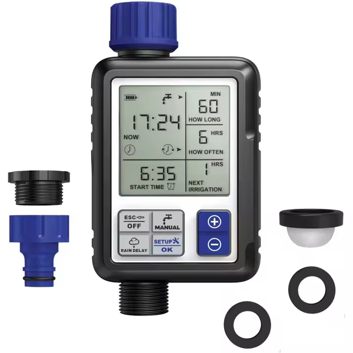 Aqua Control C4110 Digital de Riego con Pantalla Panorámica Extremadamente Fácil, Programador Full Vision 2, Observa Toda la Información de Programación a la Vez, 1 Salida - 1