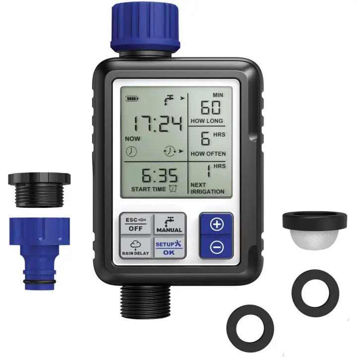 Aqua Control C4110 Digital de Riego con Pantalla Panorámica Extremadamente Fácil, Programador Full Vision 2, Observa Toda la Información de Programación a la Vez, 1 Salida - 1