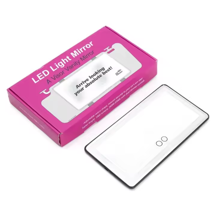 Espejo De Maquillaje Recargable Con 3 Modos De Luz Y 60 LEDs Espejo De Visera Para Coche Clip-on Wireless ABS+ Vidrio - 1
