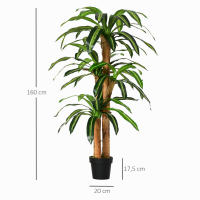 Outsunny Planta Artificial Decorativa Dracaena con Maceta Árbol Sintético de 66 Hojas para Jardín Balcón Oficina Salón Ø20x160 cm Verde - details 2
