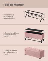 Banco de Pie de Cama, Banco Almacenaje, Soporta hasta 300 kg, para Sala de Estar, Dormitorio, Entrada, Gris y Rosa, 40 x 110 x 40 cm - details 10