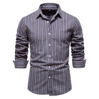 Camisas basicas que combinan con todo para hombre, camisas de Algodón de manga Larga a Rayas a la moda, tops para hombre, novedad de Octubre - details 3