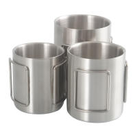 Taza De Acero Inoxidable Para Camping 200ml/300ml/400ml Con Manijas Plegables Para Agua Té Café Adecuada Para Exteriores Senderismo - details 0
