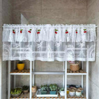 Cortinas Blancas De Encaje Cortas Para Cocina Con Doble Capa Diseño De Cereza Transparente Decoración Para Ventanas Y Puertas De Sala De Estar Material Poliéster - details 5