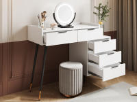 Noche en Blanco (sin Silla), incl. Aparador extraible con Espejo de Brillo regulable, con 5 bolsos, Blanco - details 0