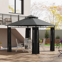 Carpa de metal gris Dark Weather resistant para Fiesta en El Jardín Carpa de Jardín de 3x3 m with Paredes laterales y Techo Doble - details 0