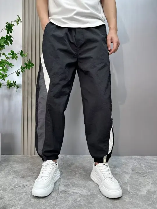 Pantalones De Correr Para Hombre Pantalones De Verano Deporte Coreanos Popular Algodón De Hielo Pantalones De Gimnasio Cargo De Cintura Media - 1