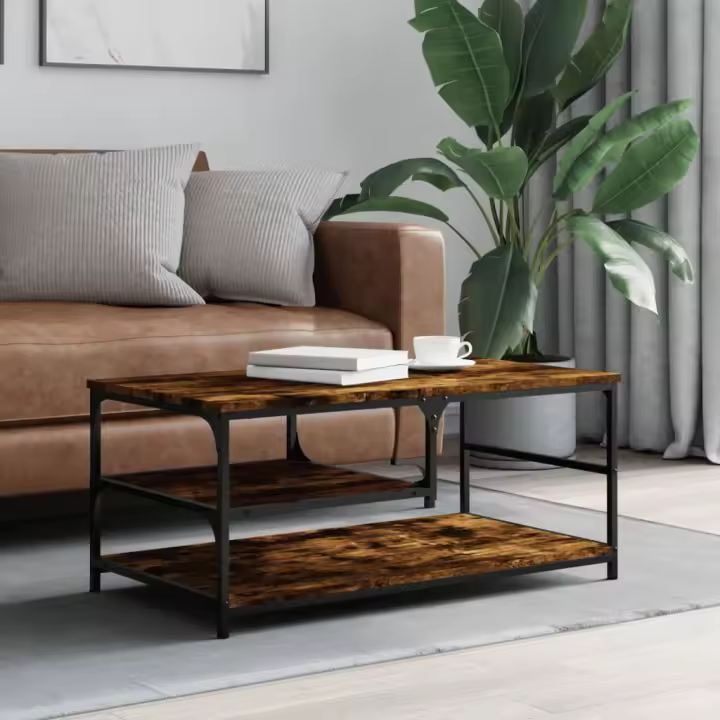vidaXL Mesa de centro madera de ingeniería roble ahumado 90x49x40 cm - 1
