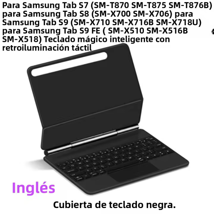 Teclado Mágico Para Samsung Galaxy Tab S9 FE 10.9 Con Soporte Ajustable Y Teclado De Toque Retroiluminado Compatible Con S9 S8 S7 11 Pulgadas Multilenguaje - 1
