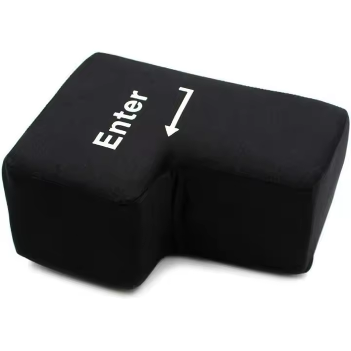 Almohada Negra with Boton Enter, Peluche con cable USB, Tecla Enter grande que Alivia el estrés, (Negro) - 1