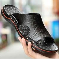 Sandalias De Verano Para Hombre YRZL Cuero PU Suela De EVA Ligera Y Suave Sandalias Clásicas Negras Para Descanso Y Ocio - details 4