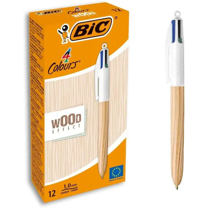 BIC 4 Colores Wood Style Punta Media 1,0mm (Caja de 12 Uds.) - 1