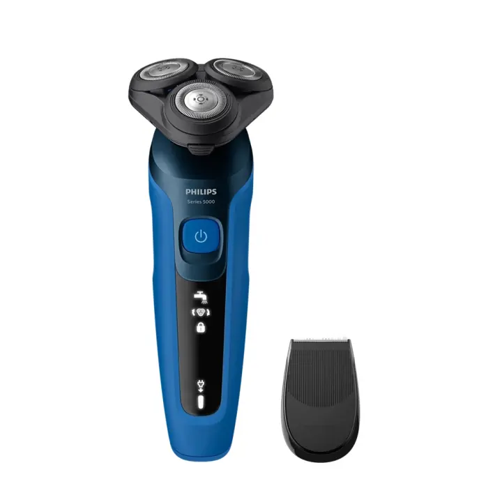PHILIPS S5466/17 Afeitadora eléctrica seco y húmedo con Cabezales Flexible 360º,  Accesorio recortador,  50 minutos de Uso, 1h Carga, Color Negro y azul - 1