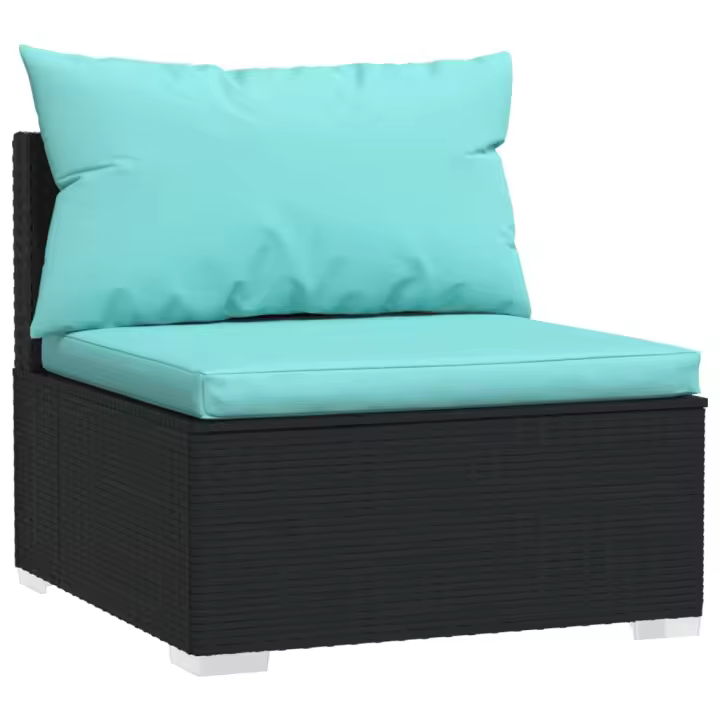 vidaXL Sofá central de jardín con cojines ratán sintético Negro y crema, Marrón y crema, Gris y antracita Conjunto Terraza Muebles Jardín Exterior Juego de Muebles de jardín Mueble Jardín Exterior Muebles de Salon Exterior - 1