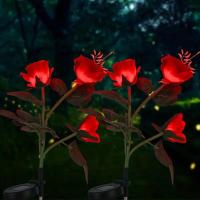Lámpara Solar LED De 3 Cabezas Para Jardín Decoración Romántica De Rosas Para Cementerio Y Yarda Instalación Auto-Contenida Fuente De Energía Solar Protección IP65 Material ABS Estilo Art Decó - details 0