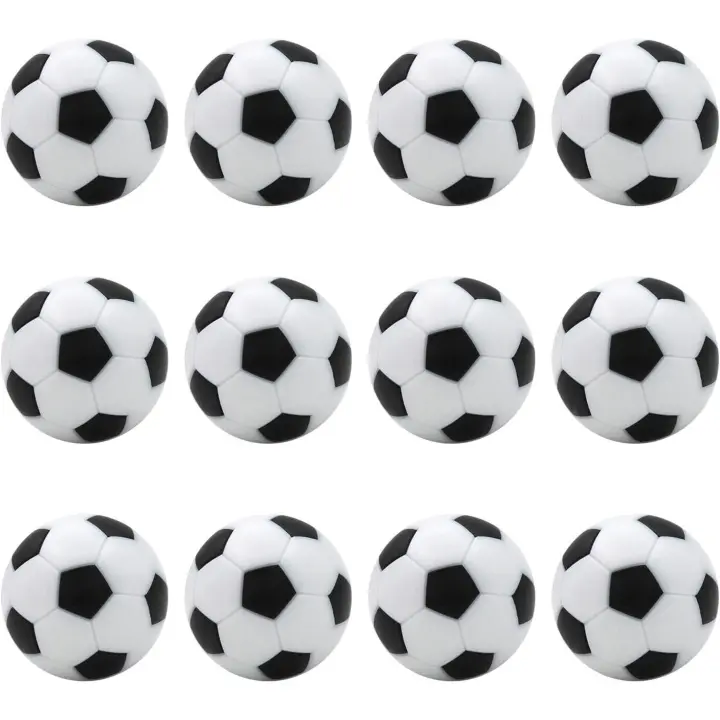 12 balones de fútbol de mesa de 32 mm, juego de mesa para niños y adultos (negro y blanco) - 1