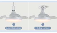 Lámpara De Techo Pequeña Multifuncional LED Moderna Con Control Remoto Silencioso Y Ventilador Invisible Para Sala De Estar Oficina Estudio 40cm - details 4