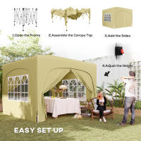 Outsunny Carpa Plegable Gazabo 3x3 m con Paneles Laterales UPF50+ Cenador Pabellón de Jardín con Altura Ajustable y Bolsa de Transporte para Camping Fiestas Patio Terraza - details 3