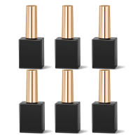 6Pcs Botellas De Uñas De Vidrio Vacías De 15ml Con Tapa Y Cepillo En Colores Negro Y Blanco Contenedores Cosméticos Refillables - details 3