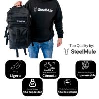 Steel Mule Mochila Grande Táctica Militar Color Negro 38L, impermeable y resistente. Ideal para operaciones largas, senderismo, airsoft y gym. Sistema MOLLE, 5 compartimentos, velcro para parches. Cómoda, ligera y reforzada. Ideal para viaje, moto, montañ - details 8