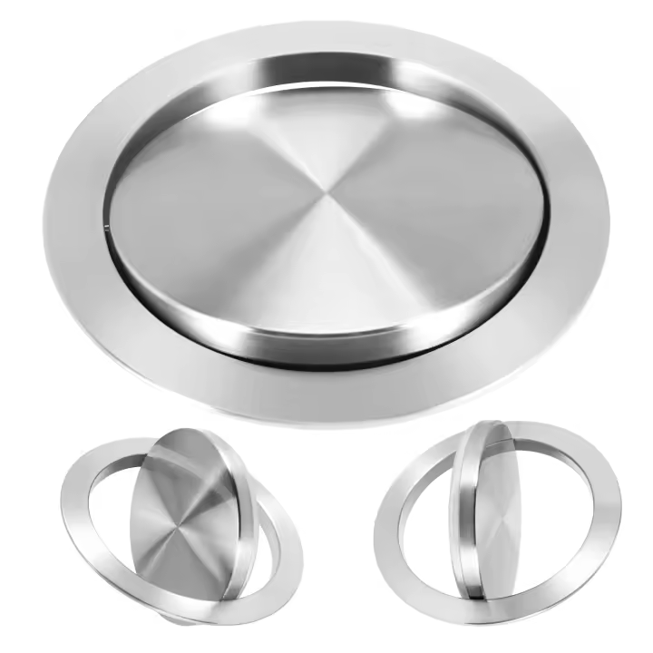 Tapa de cubo de basura de acero inoxidable, tapa de cubo de basura, tapa de basura oscilante de equilibrio incorporado, tapa de basura para encimera de cocina D - 1
