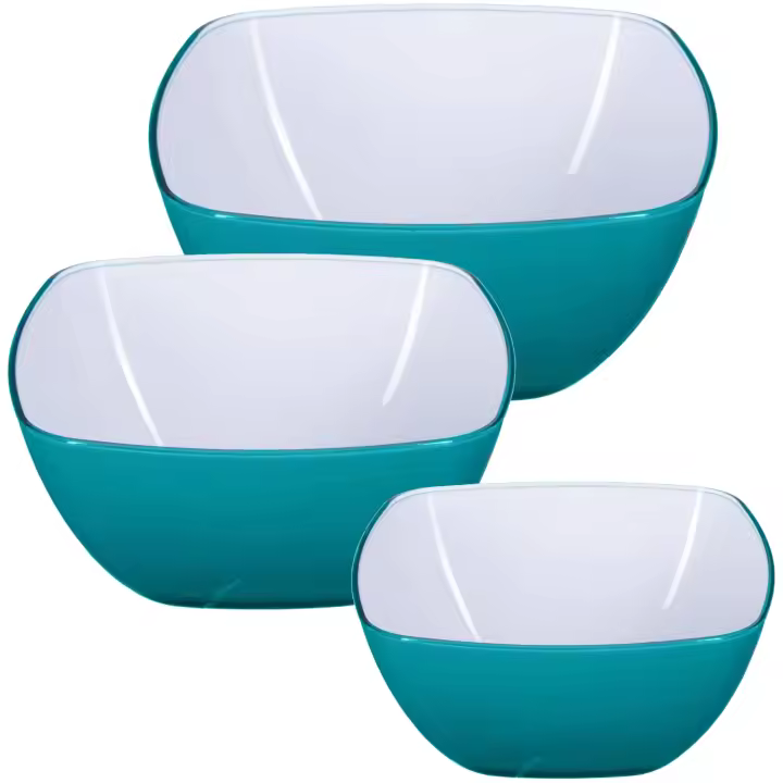 Wellhome Juego de 3 Ensaladeras Cuadradas Color Indigo en Poliestireno - 1