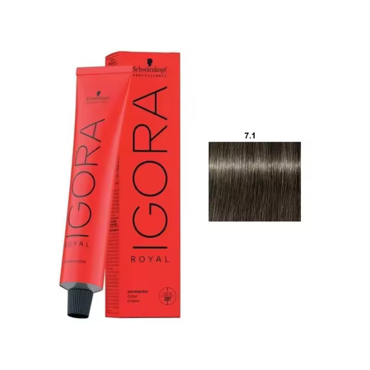 Tinte Igora Royal / Schwarzkopf - 7.1 Rubio Medio Ceniza - 1