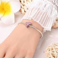 925 Plata Esterlina Romántica Rosa 26 Letras DIY Encantos Bolas Adecuadas Para Pulseras Pandora Joyería Fina Regalo De Cumpleaños - details 10