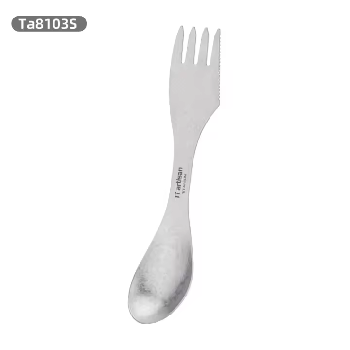 Tiartisan Utensilios De Cocina Para Camping De Titanio Multifuncionales Y Ligeros 3 En 1 Cuchara Y Tenedor Portátiles Para Exteriores - 1