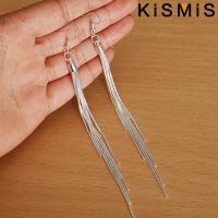 KISMIS Pendientes Largos De Borla Lineal Para Mujer Moda Colgante Aleación De Aluminio Joyería De Oído - details 1