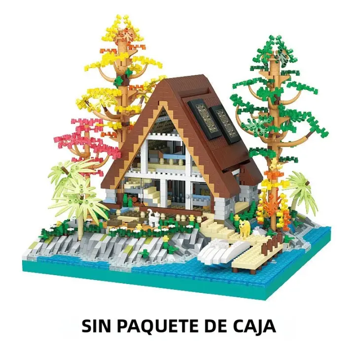 Juguetes De Bloques De Madera Para Construir Casa Set De Bloques De Arquitectura Natural Del Lago Y Calle Regalo Para Niños Decoración De Casa - 1
