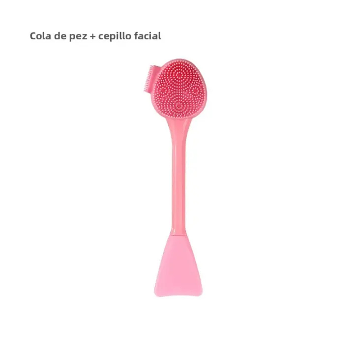 Cepillo De Limpieza Facial De Silicona 2 En 1 Instrumento De Limpieza Facial Eliminador De Masка De Arcilla Y Rascador De Maquillaje - 1