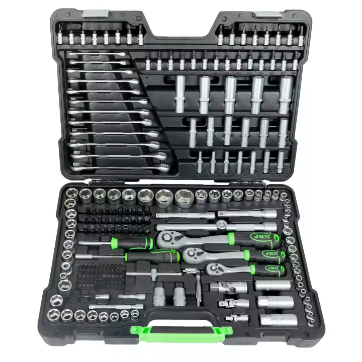 Maletín de Herramientas JBM modelo 54034 de 216 Piezas con Vasos Hexagonales Cincados - Juego Completo de Herramientas Manuales para el Hogar y Motor, Excelente Precio - 1