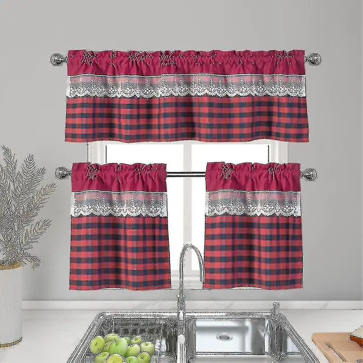 Cortina de Cocina, decoración de Cortina, Ventana, CEFA de café de lujo, decoración superior (Verde) - 1