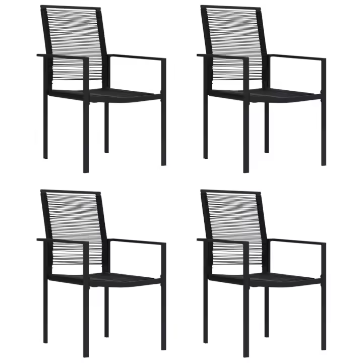 vidaXL Sillas de jardín 4 unidades ratán de PVC negro - 1