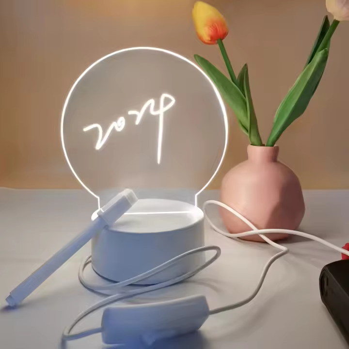 1pc LED Night Light with Warm Glow - Round Message Board Design, USB Powered, Includes Pen - Perfect for Bedroom Decor & Gifts - 1