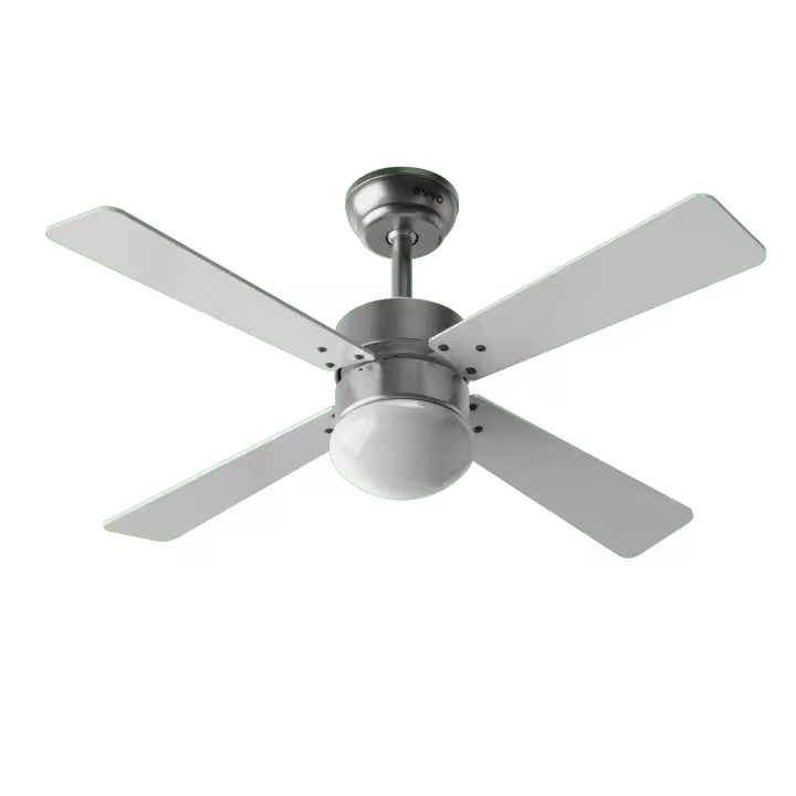 EVVO Ventilador de techo con luz V415 Steel, silencioso, Ø106cm, 4 aspas, 3 velocidades, 56W, invierno-verano - 1