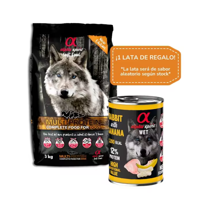 ALPHA SPIRIT - Multiprotein - Pienso SemiHumedo para Perros Adultos de Todas las Razas (Saco de 3 kg + 1 Lata o Caja de 9 kg) - 1